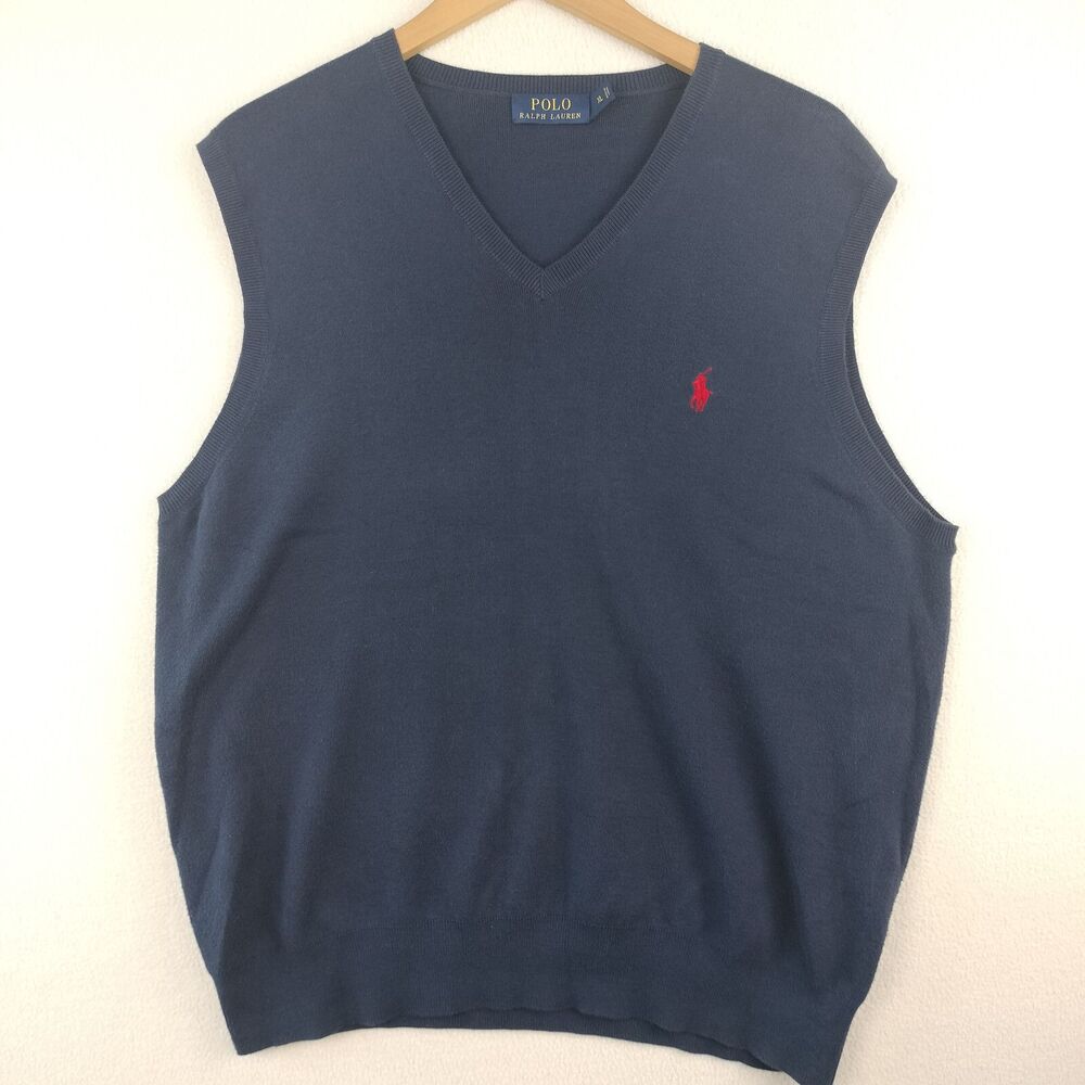 Polo Ralph Lauren Sweater Vest Men XL Navy Blue Casual Lightweight Golf Pullover